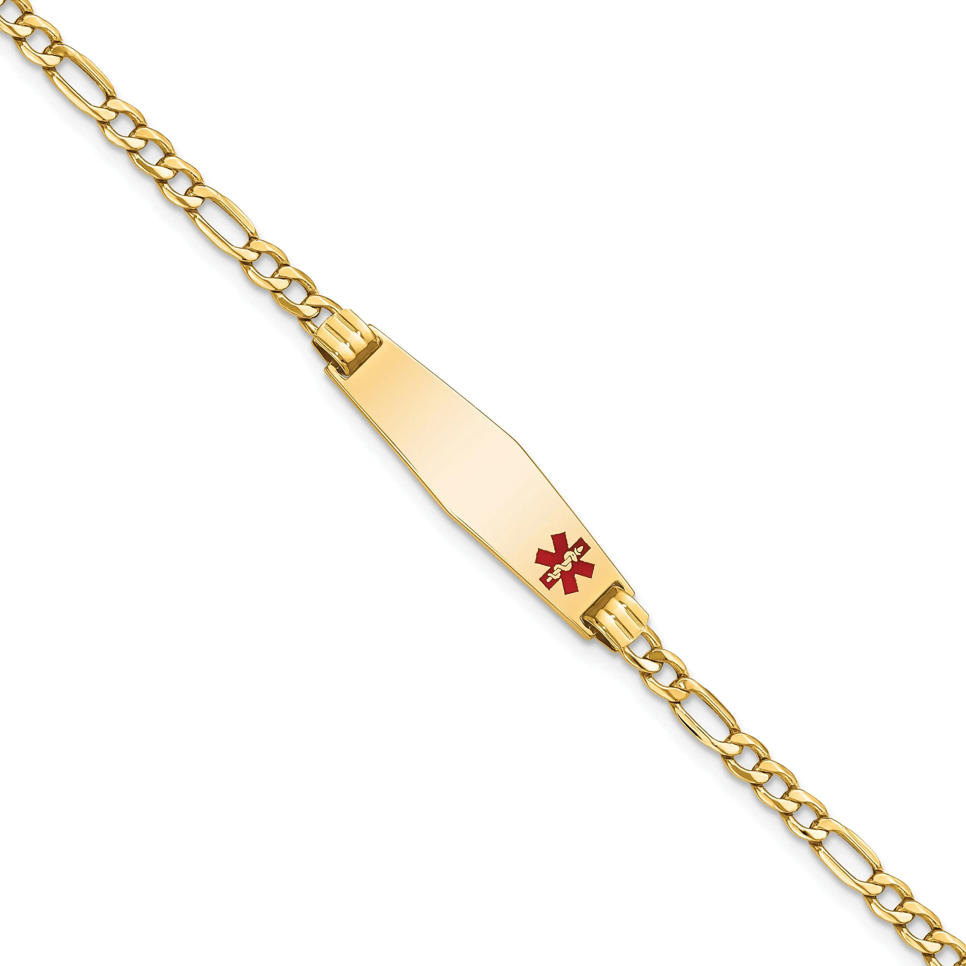14K Yellow Gold Figaro Link Medical ID Bracelet