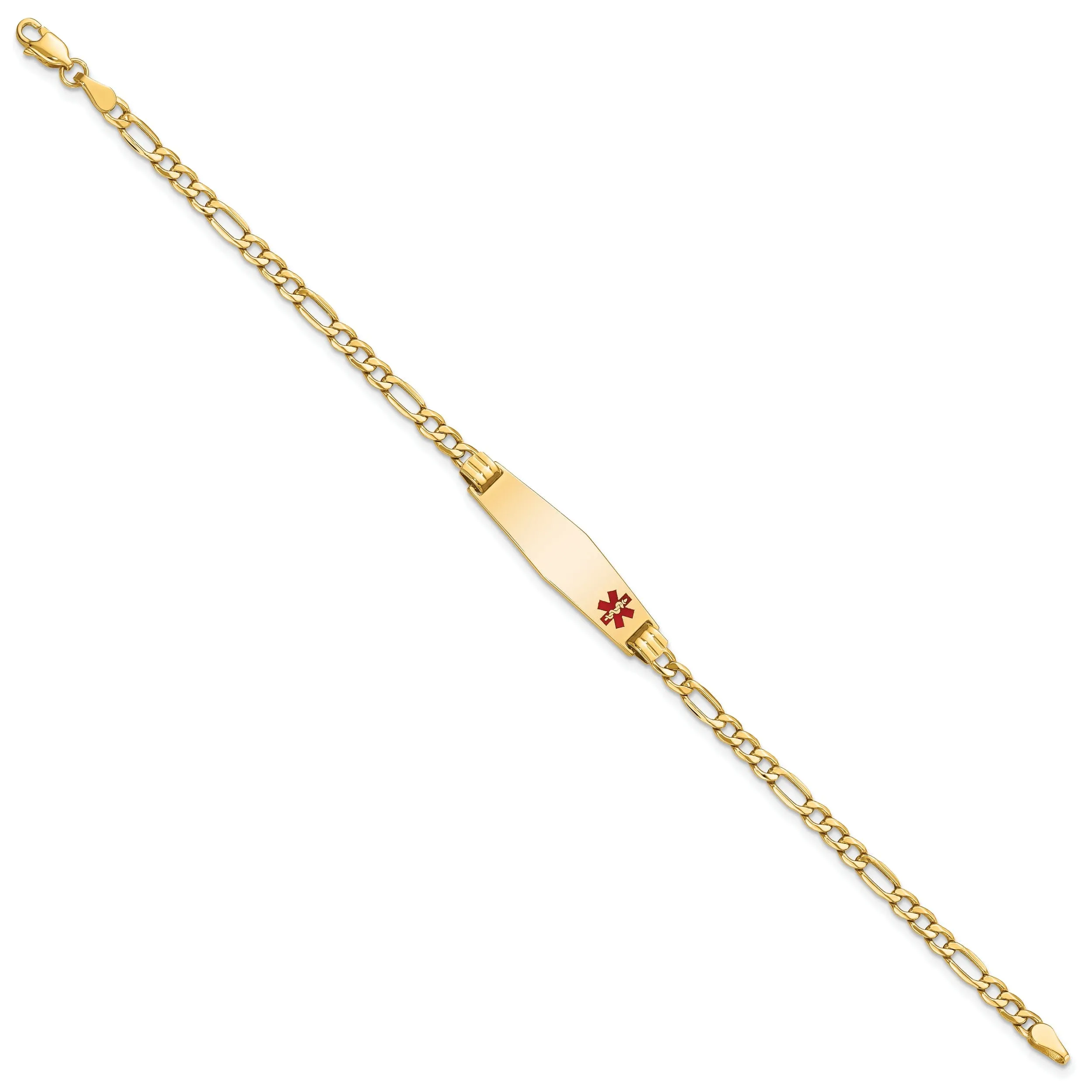 14K Yellow Gold Figaro Link Medical ID Bracelet