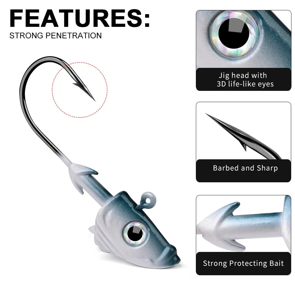 1PCS Jig Head Soft Lure Hooks 21.5g-32.5g Jigging realistic 3d eye Fishhooks second concection