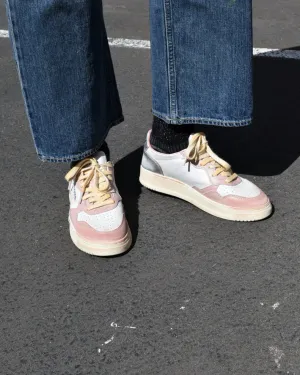 Autry Pink & White Medalist Super Vintage Sneaker