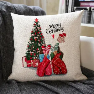 Christmas Themed Linen Pillowcase