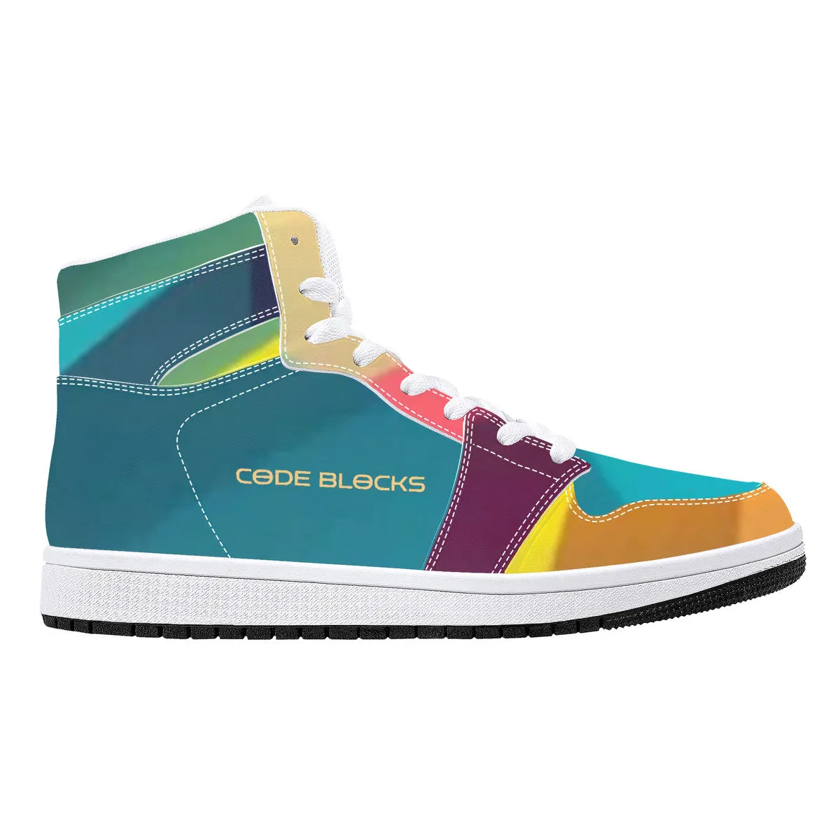 D16 High-Top Synthetic Leather Sneakers - White