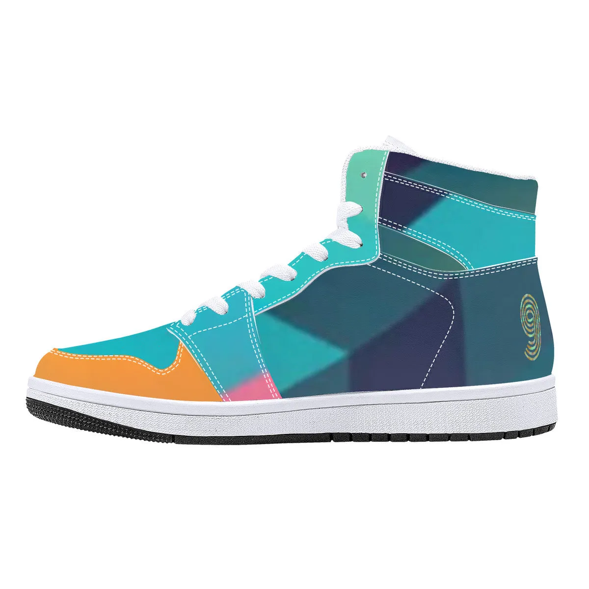 D16 High-Top Synthetic Leather Sneakers - White