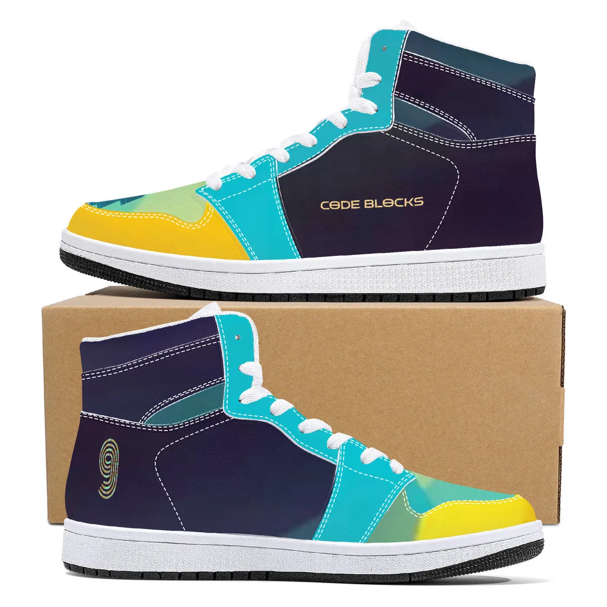 D16 High-Top Synthetic Leather Sneakers - White