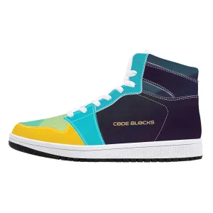 D16 High-Top Synthetic Leather Sneakers - White