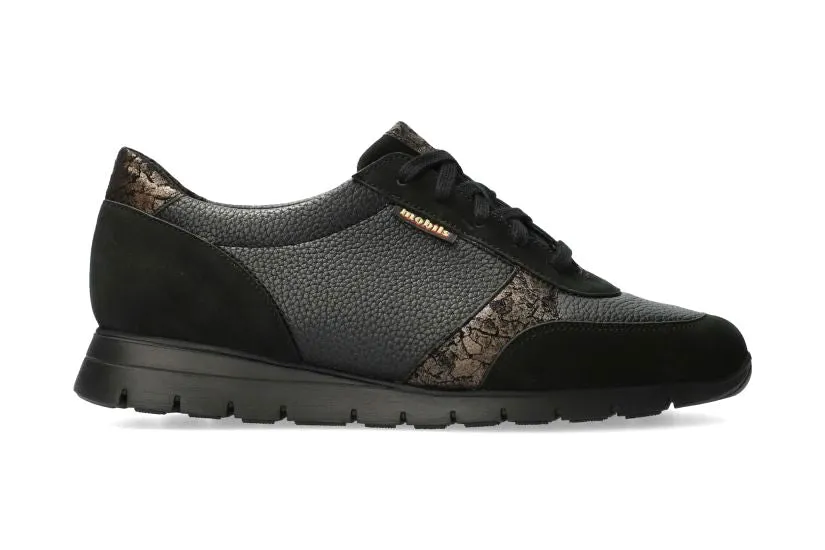 'Dalilha' women's wide fit (H) ergonomic sneaker - black