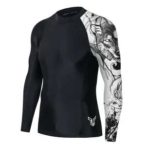 Graphic 2.0 UPF50  Long Sleeve Rash Guard for Men - Tattoo Wolf