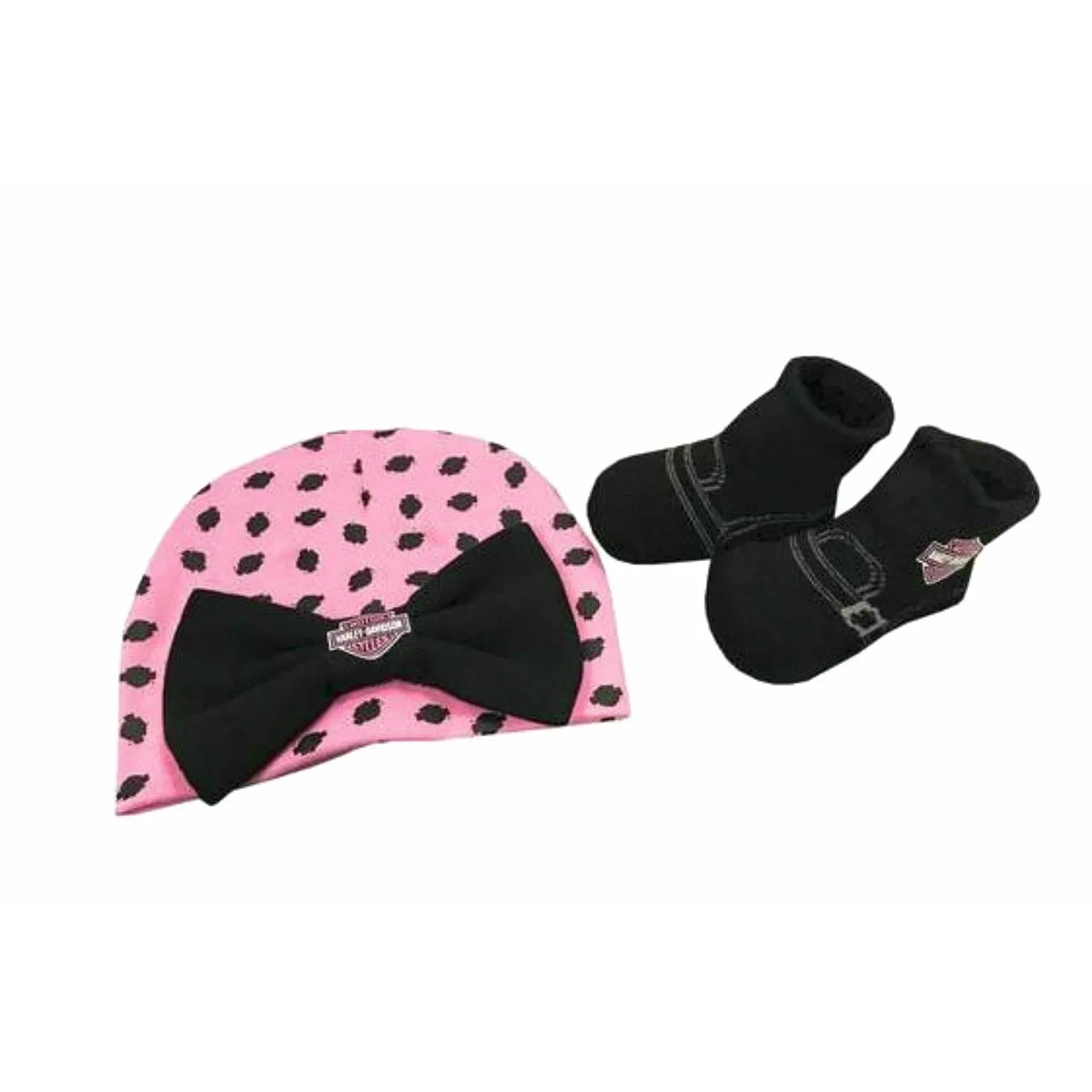 Harley-Davidson® Newborn Girls' Beanie & Booties Set