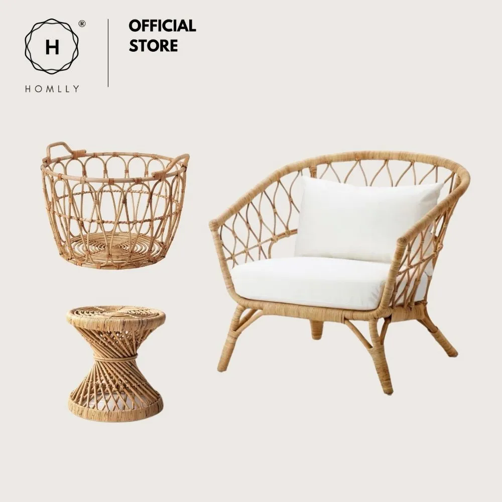 Homlly Hand Woven Natural Rattan Cane Chair