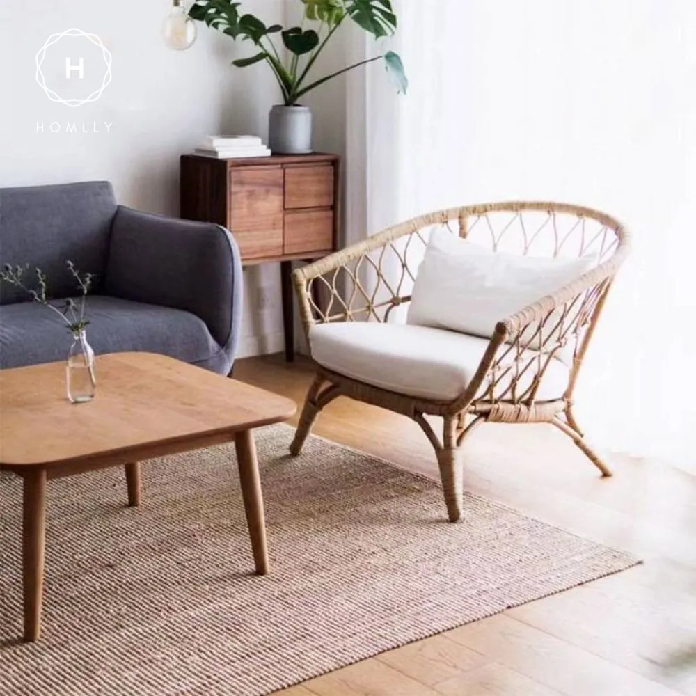 Homlly Hand Woven Natural Rattan Cane Chair