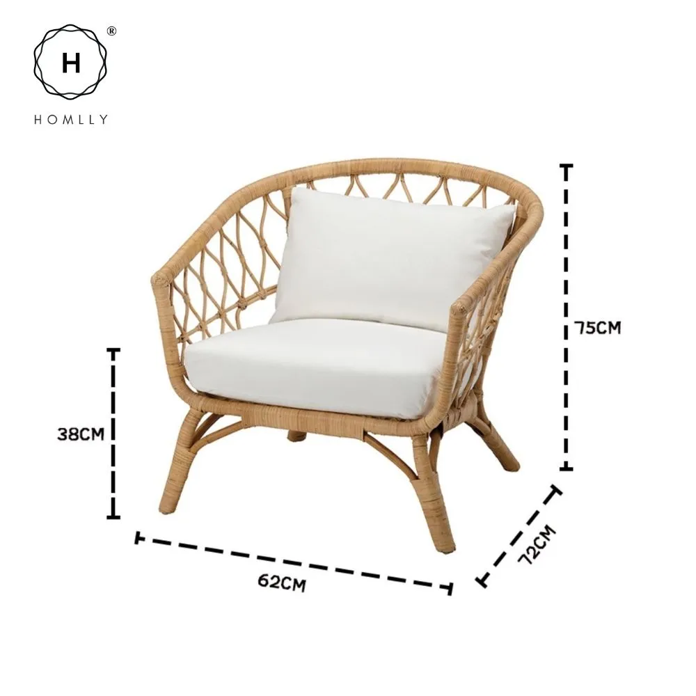 Homlly Hand Woven Natural Rattan Cane Chair