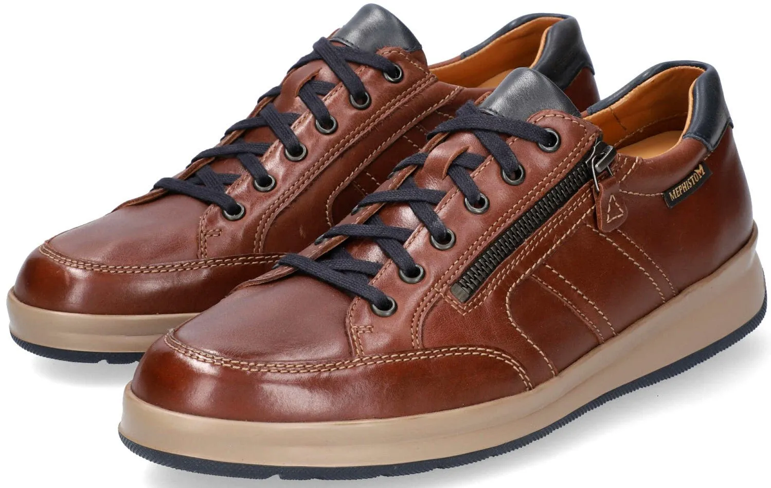 'Lisandro Winter.' men's lace-zip sneaker - Chestnut brown