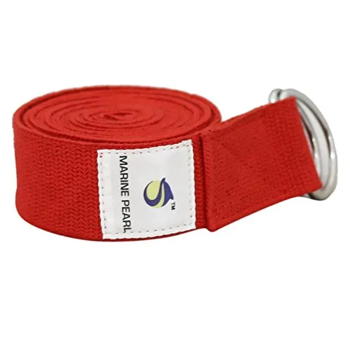 Marine Pearl 8 ft Anti Skid Yoga Strap Belt for Stretching Exercise with D-Ring Buckle/Durable Heavy Duty Cotton/Anti Sweat/Increases Flexibility