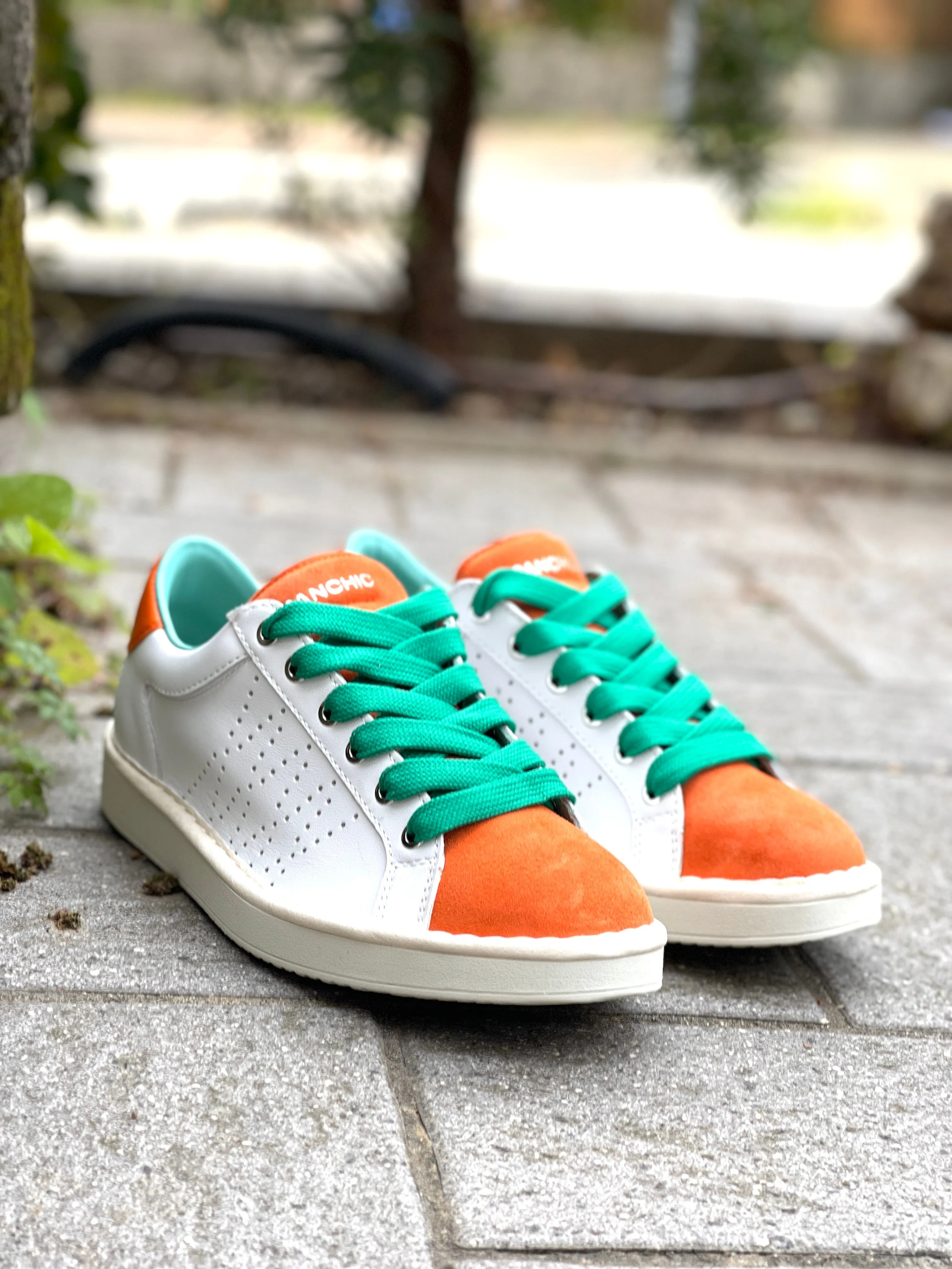 Panchic P01M013-00873034 sneakers in pelle bianca e arancio l