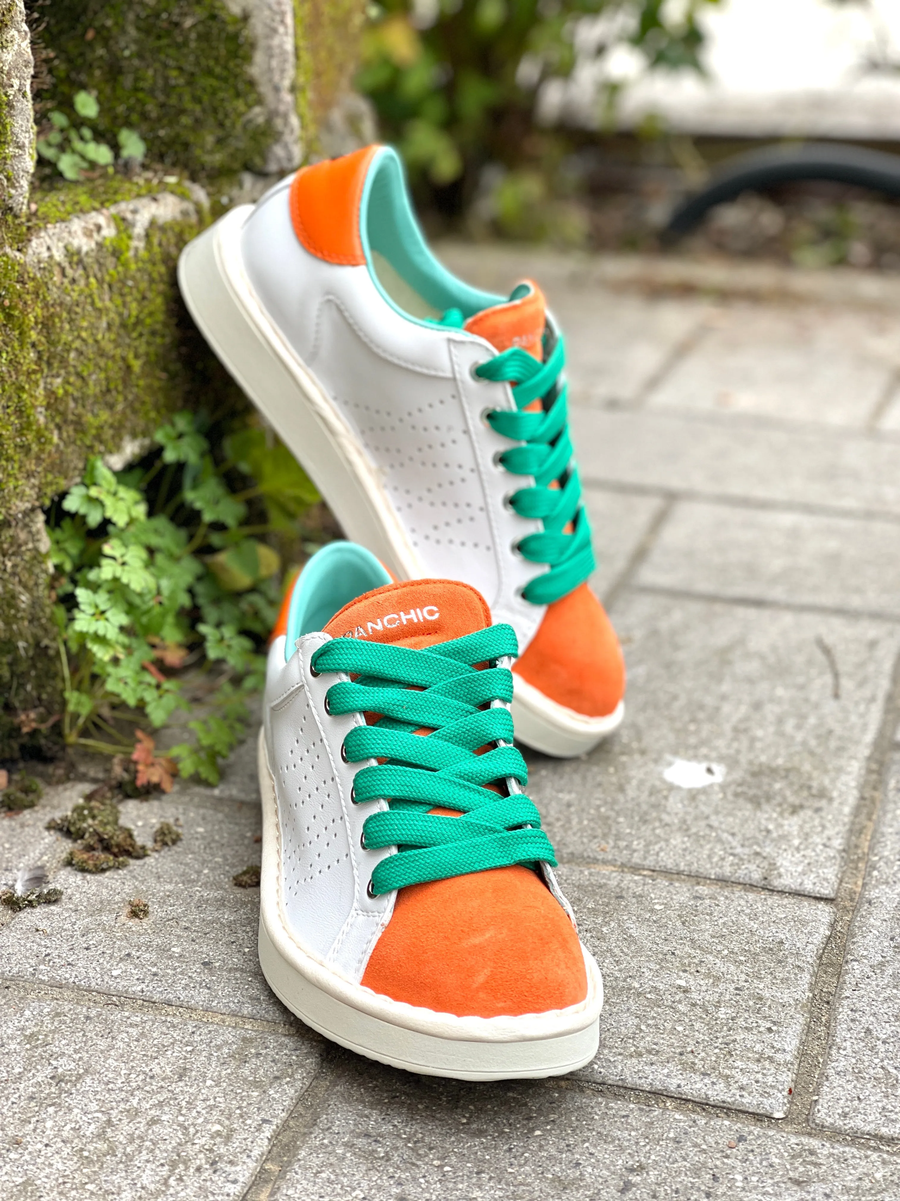 Panchic P01M013-00873034 sneakers in pelle bianca e arancio l
