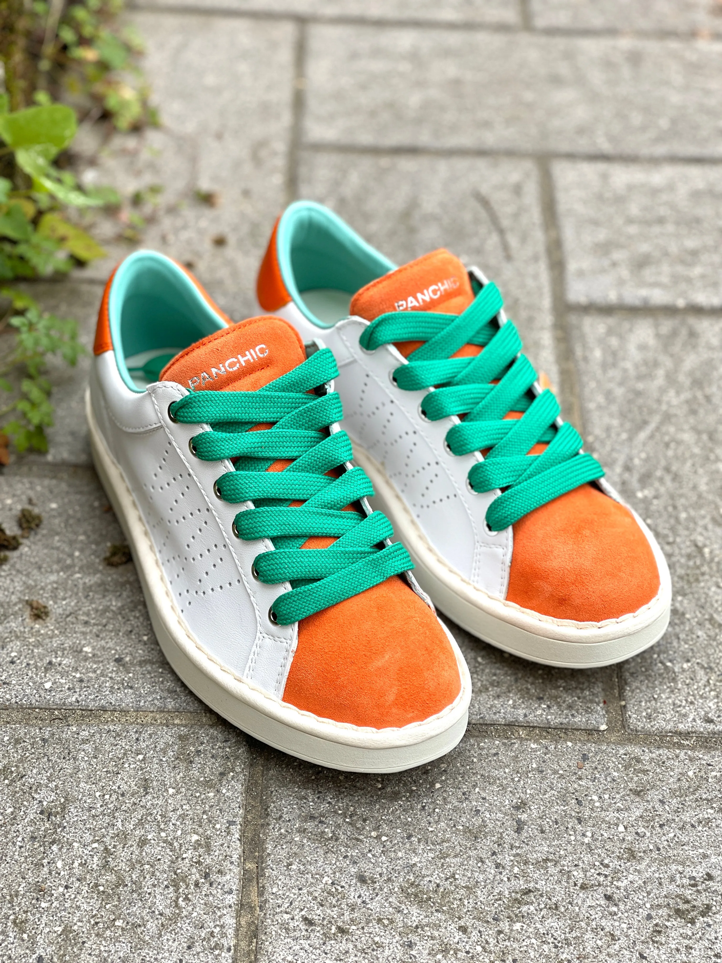 Panchic P01M013-00873034 sneakers in pelle bianca e arancio l