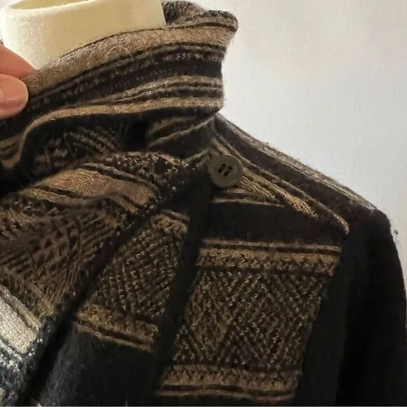 PERUVIAN CONNECTION ALPACA WOOL STRIPED WRAP CARDIGAN AZTEC SOUTHWESTERN BOHO S