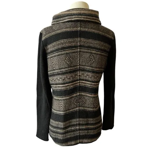 PERUVIAN CONNECTION ALPACA WOOL STRIPED WRAP CARDIGAN AZTEC SOUTHWESTERN BOHO S