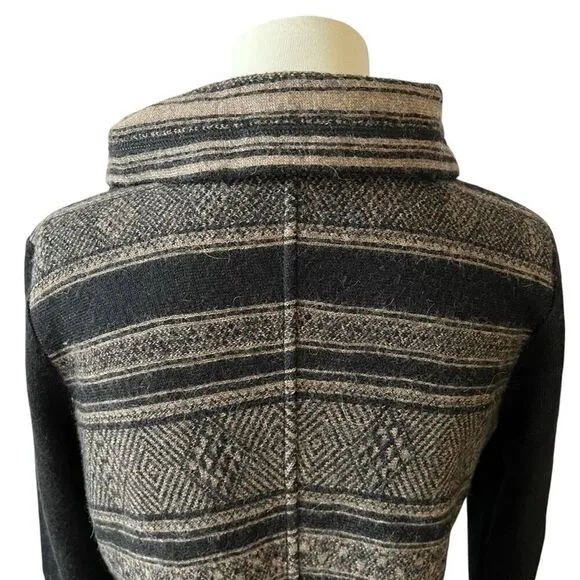 PERUVIAN CONNECTION ALPACA WOOL STRIPED WRAP CARDIGAN AZTEC SOUTHWESTERN BOHO S