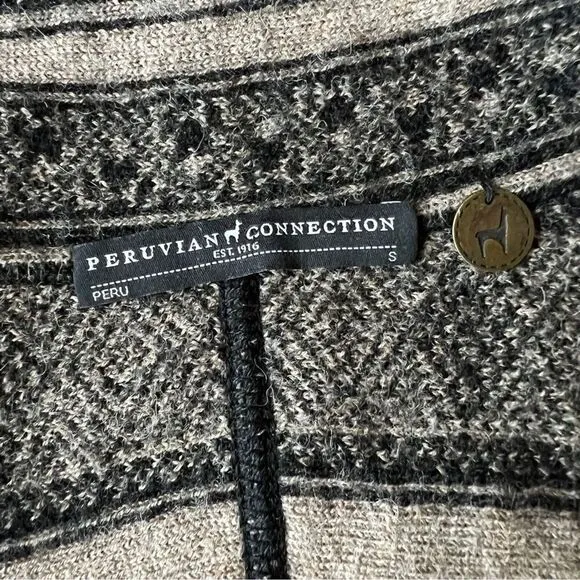 PERUVIAN CONNECTION ALPACA WOOL STRIPED WRAP CARDIGAN AZTEC SOUTHWESTERN BOHO S