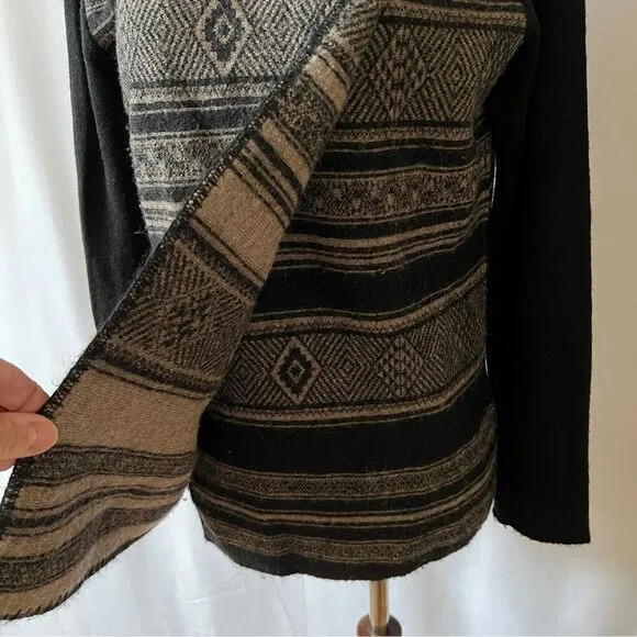 PERUVIAN CONNECTION ALPACA WOOL STRIPED WRAP CARDIGAN AZTEC SOUTHWESTERN BOHO S