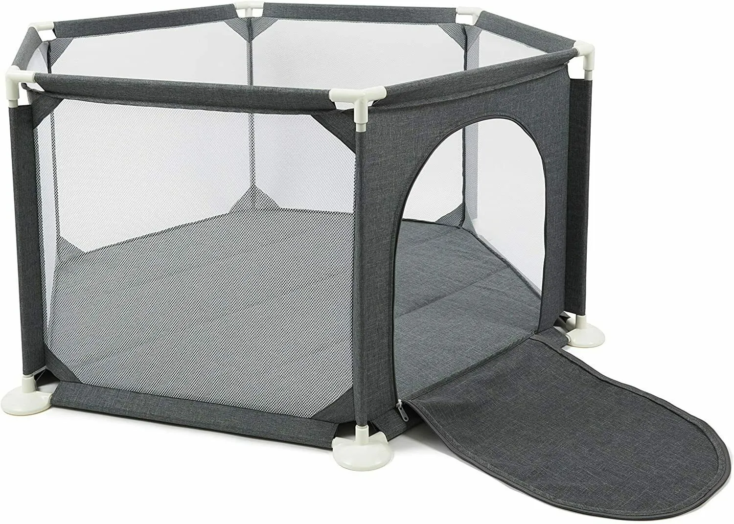 Premium Quality Safe & Secure Baby Playpen | Ball Pool with Zip Door | Grey | 6 - 36m