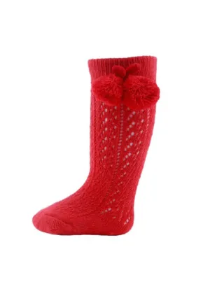 Red Pom Socks