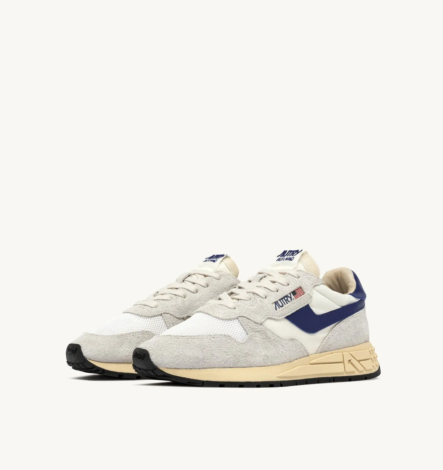 Reelwind Low Sneakers in White and Limoges Suede and Nylon