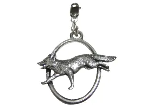 Running Fox Large Oval Pendant Zipper Pull Charm