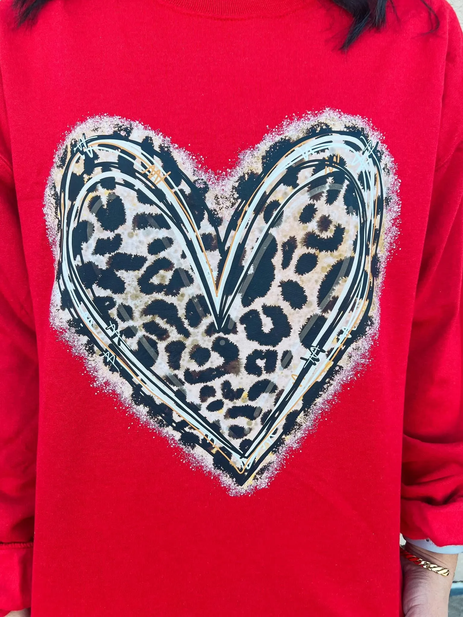 Sweatshirt {WILD LOVE} Leopard Heart Red Sweatshirt