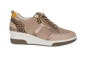 Trudie' women's wide fit (H) lace-zip sneaker - Beige