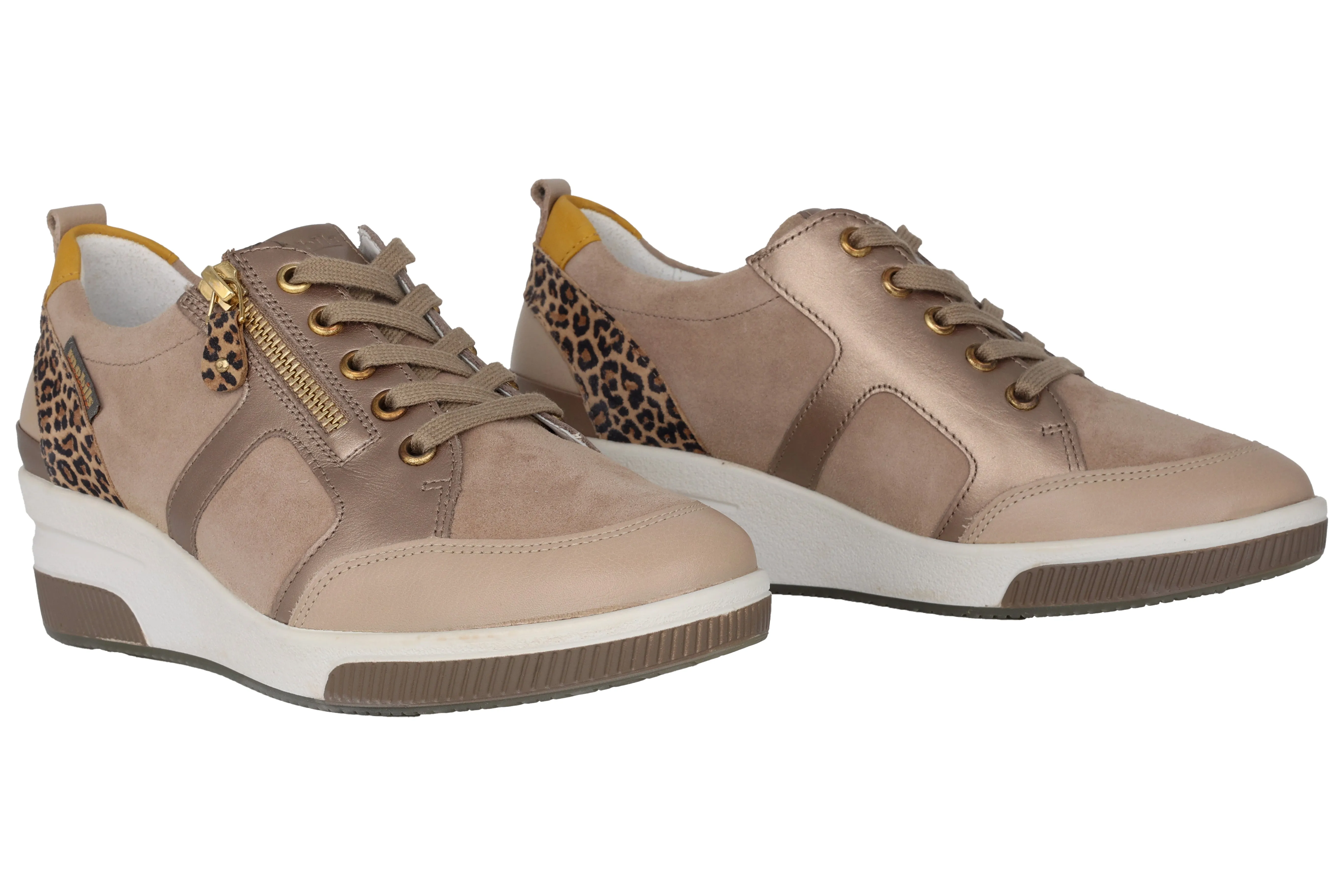 Trudie' women's wide fit (H) lace-zip sneaker - Beige