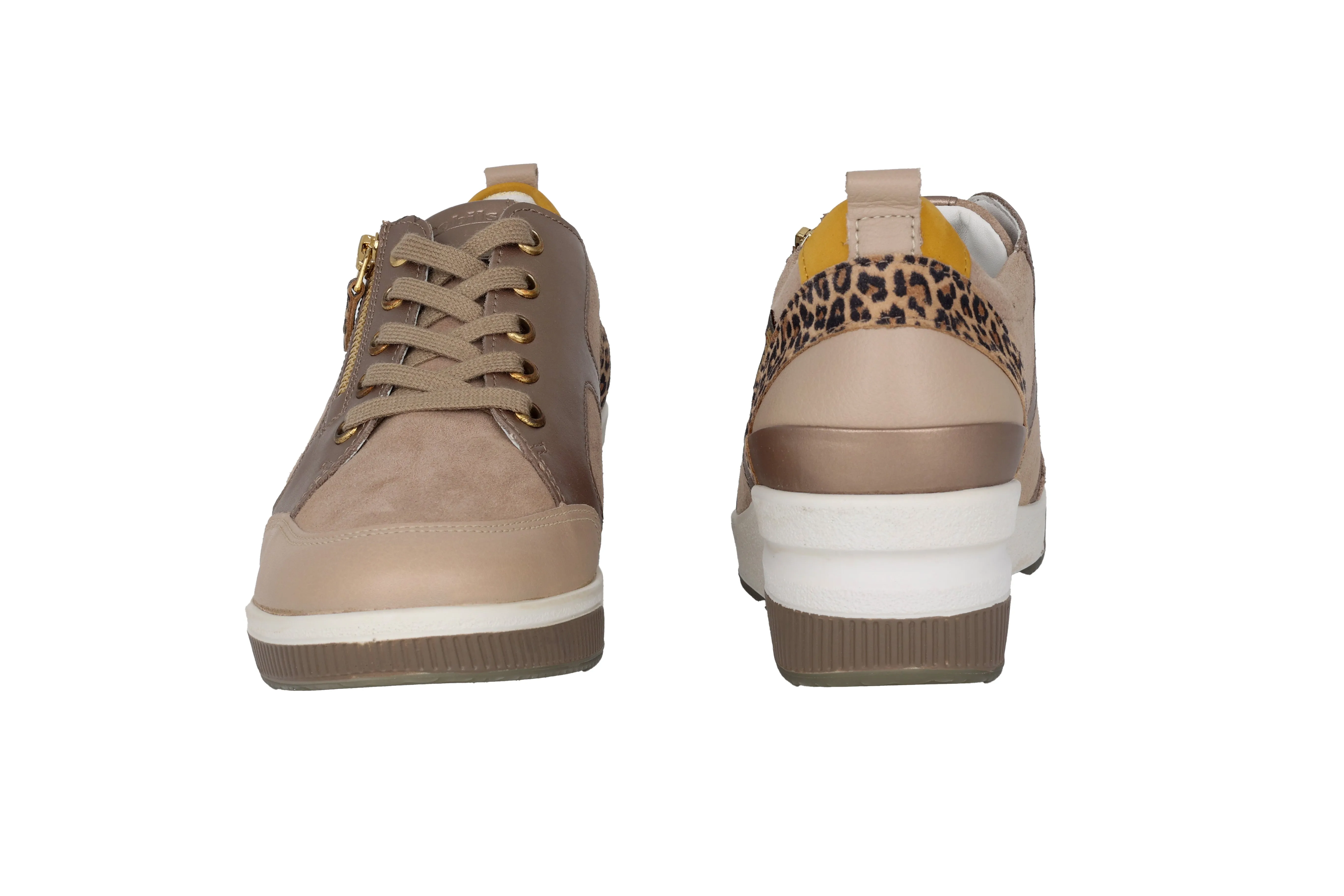 Trudie' women's wide fit (H) lace-zip sneaker - Beige