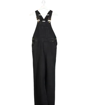 Warehouse Black Front Pocket Denim Dungarees UK 8