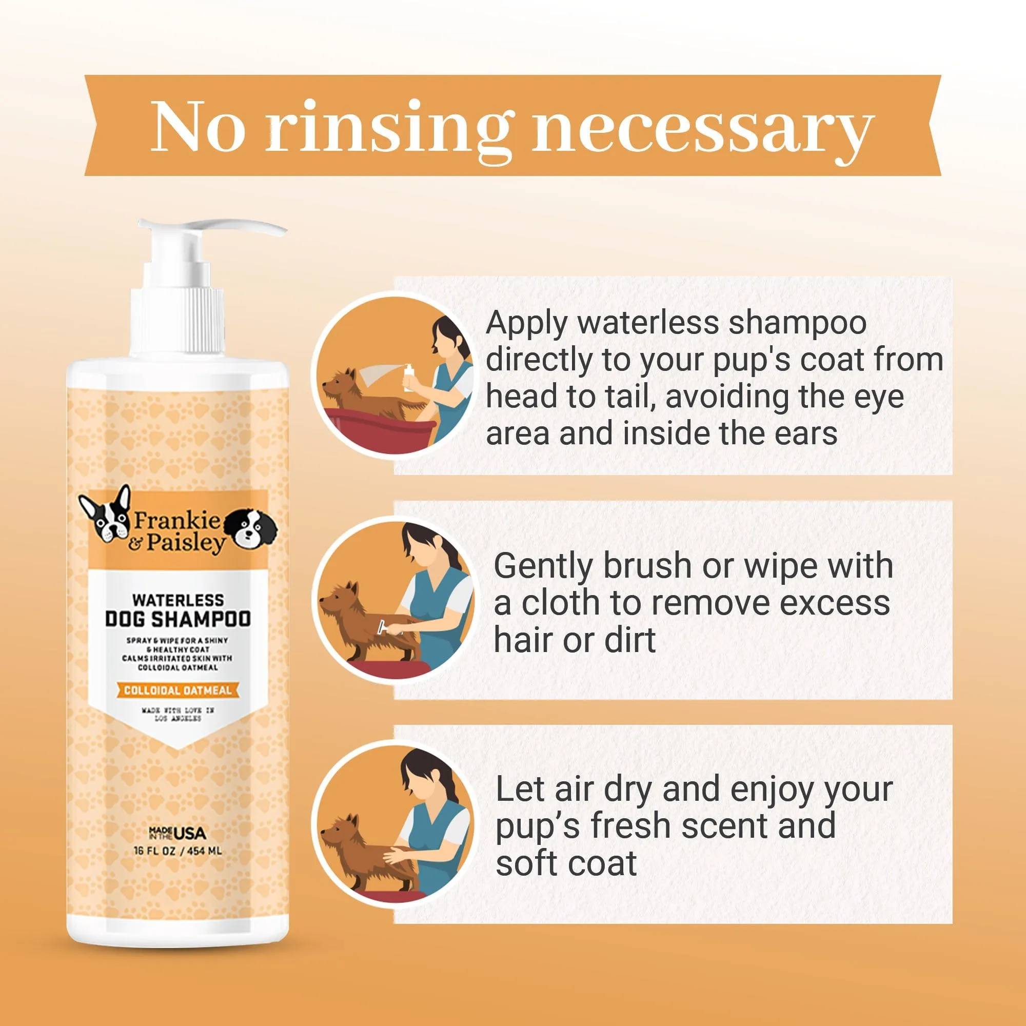 Waterless Dog Shampoo - Colloidal Oatmeal - 16oz